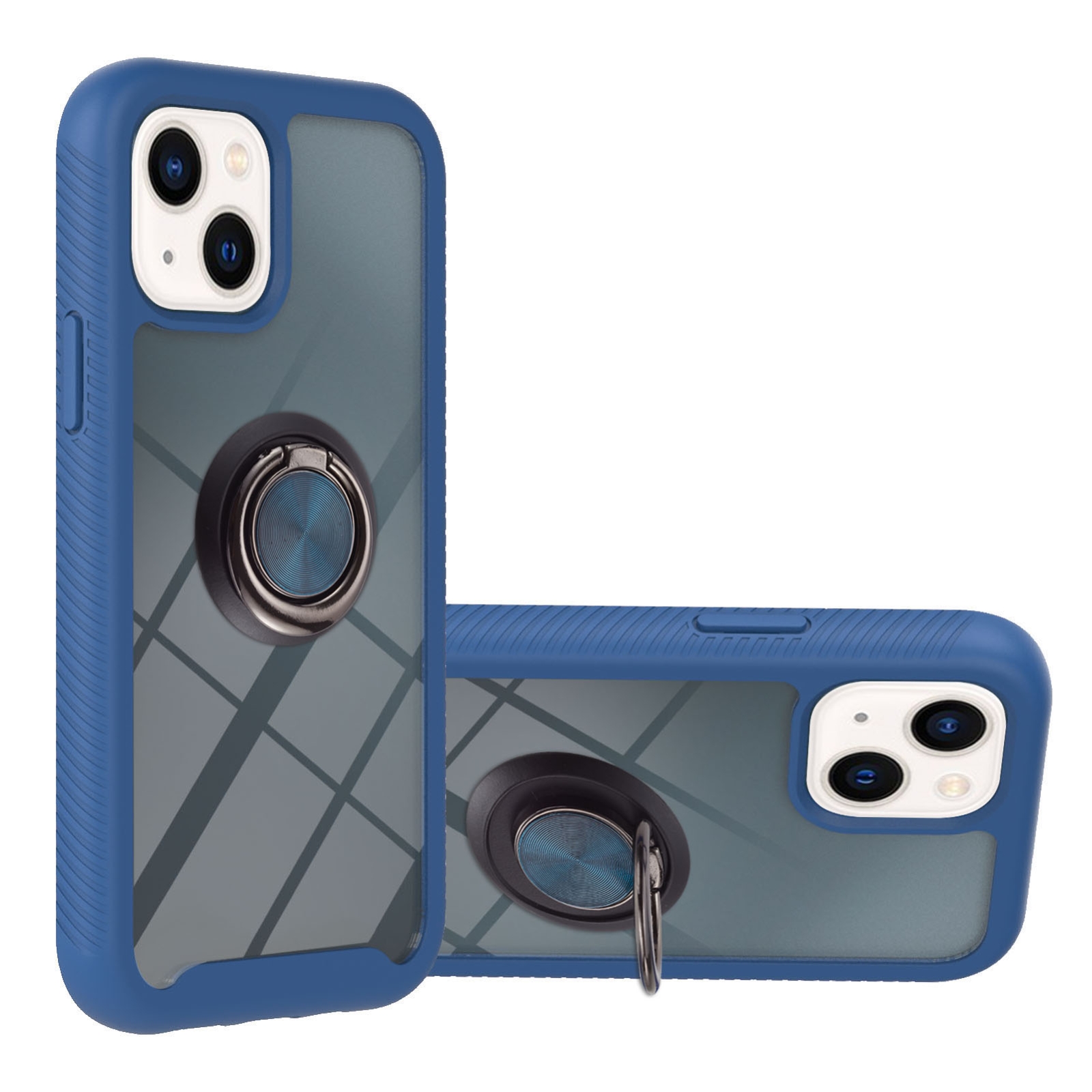Starry Sky Solid Color Series PC + TPU Case with Ring Holder & Magnetic Function For iPhone 14 Max(Blue) - Shopkiz.com