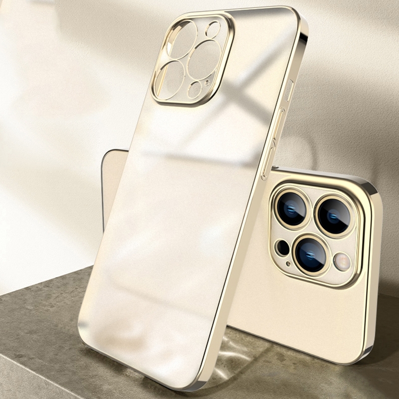 For iPhone 14 Pro Max Plating Frosted Shockproof Phone Case (Gold) - Shopkiz.com