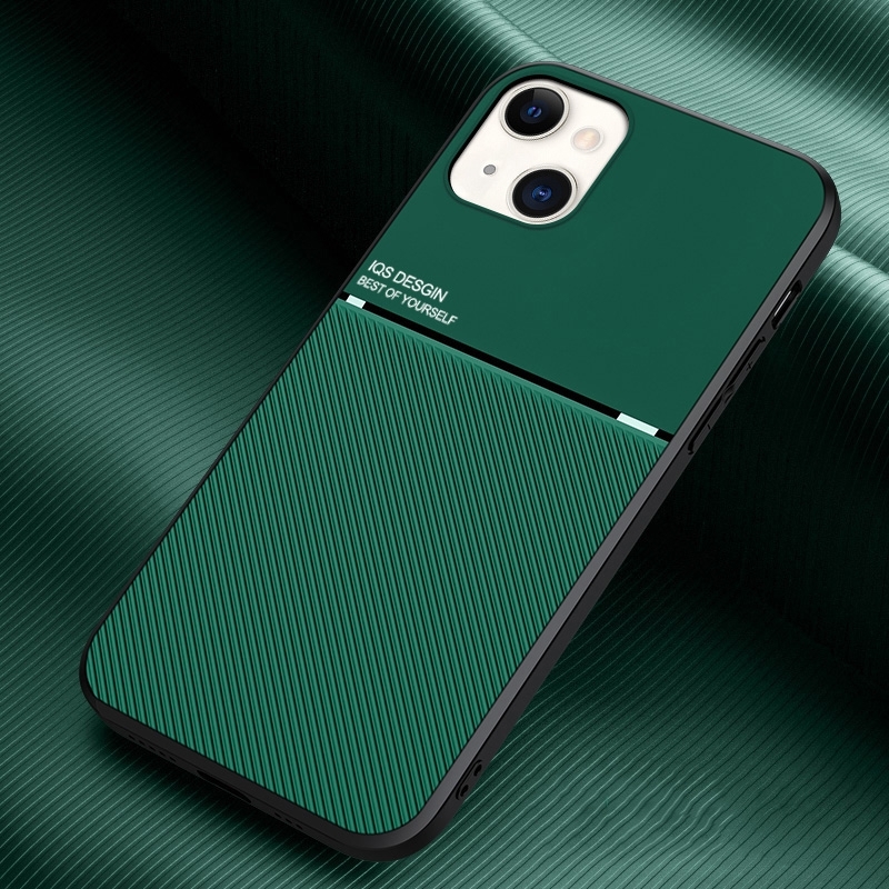 For iPhone 14 Plus Classic Tilt Strip Grain Magnetic Shockproof PC + TPU Phone Case (Green) - Shopkiz.com