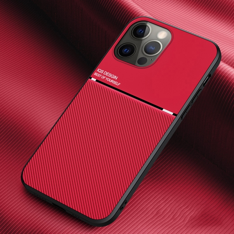 For iPhone 14 Pro Max Classic Tilt Strip Grain Magnetic Shockproof PC + TPU Phone Case (Red) - Shopkiz.com