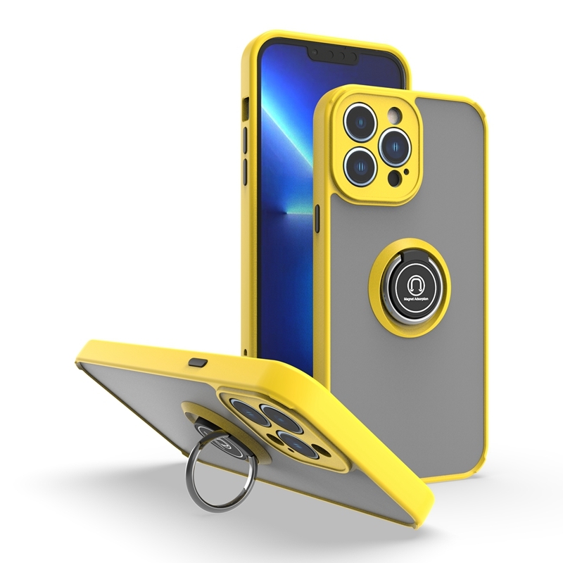 Q Shadow 1 Series TPU + PC Phone Case with Ring Holder For iPhone 14 Pro Max(Yellow) - Shopkiz.com