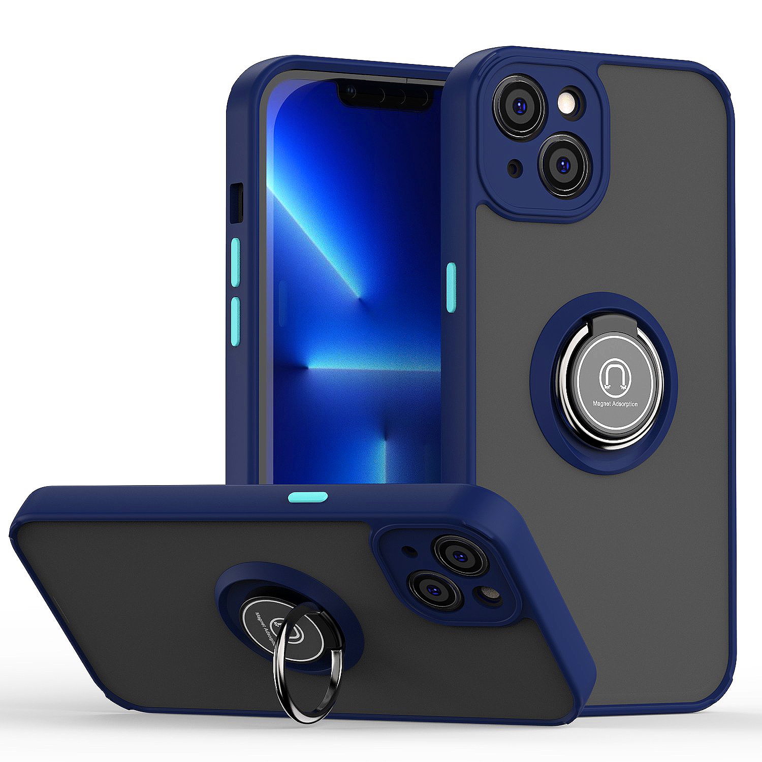 For iPhone 14 Q Shadow 1 Series TPU + PC Phone Case with Ring Holder (Royal Blue) - Shopkiz.com