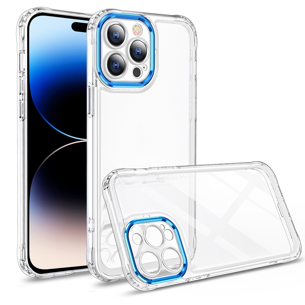 For iPhone 14 Pro Transparent Acrylic Space Phone Case(Blue) - Shopkiz.com