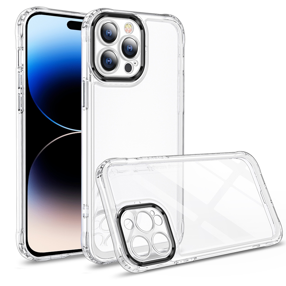 For iPhone 14 Pro Transparent Acrylic Space Phone Case(Black) - Shopkiz.com