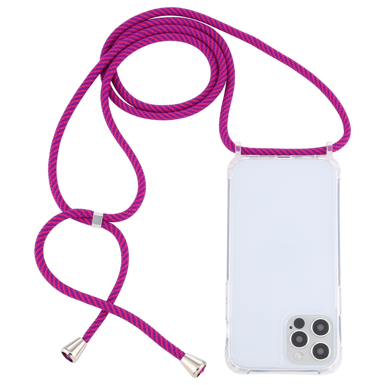 For iPhone 14 Pro Transparent Acrylic Airbag Shockproof Phone Protective Case with Lanyard(Rose Purple) - Shopkiz.com