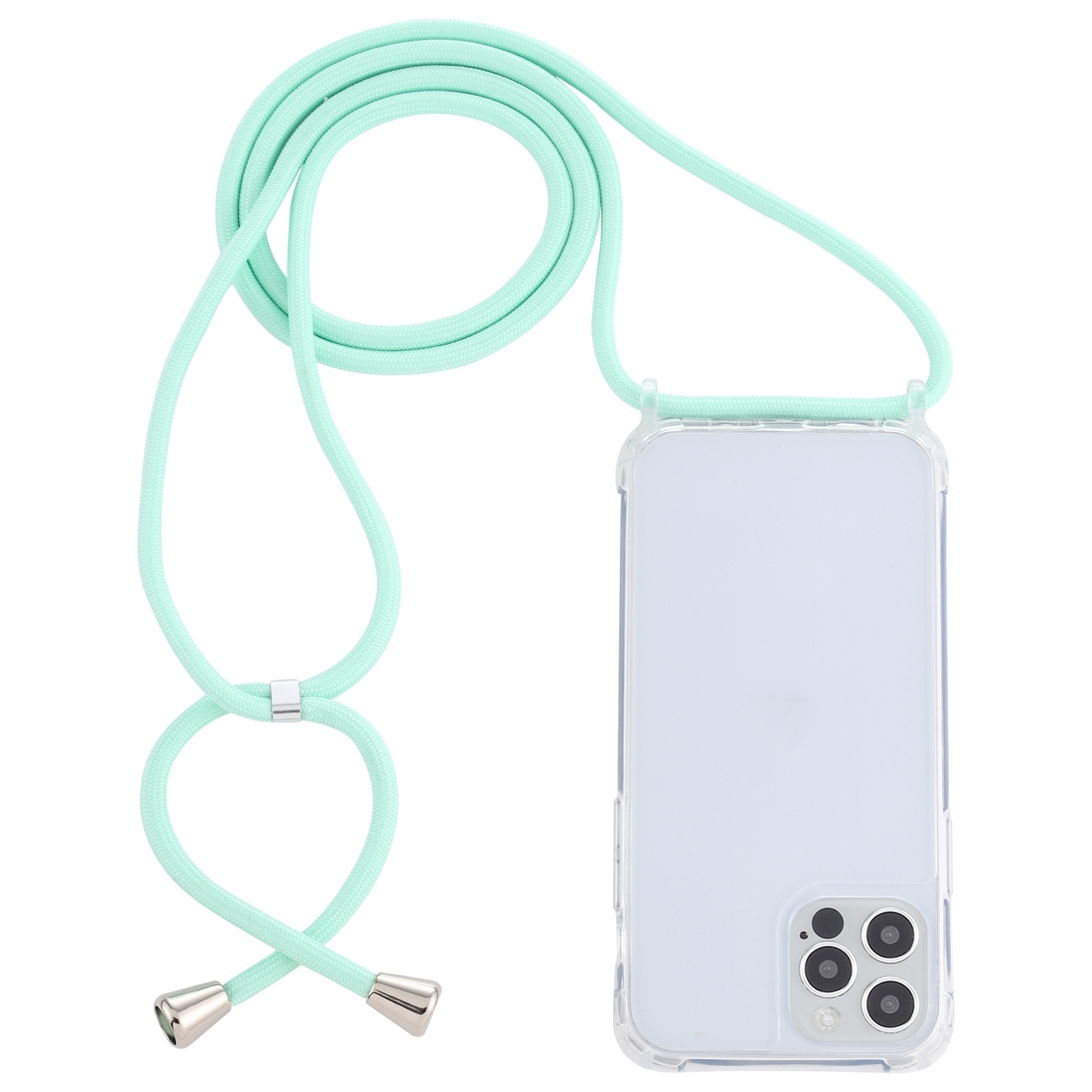 For iPhone 14 Pro Transparent Acrylic Airbag Shockproof Phone Protective Case with Lanyard(Mint Green) - Shopkiz.com