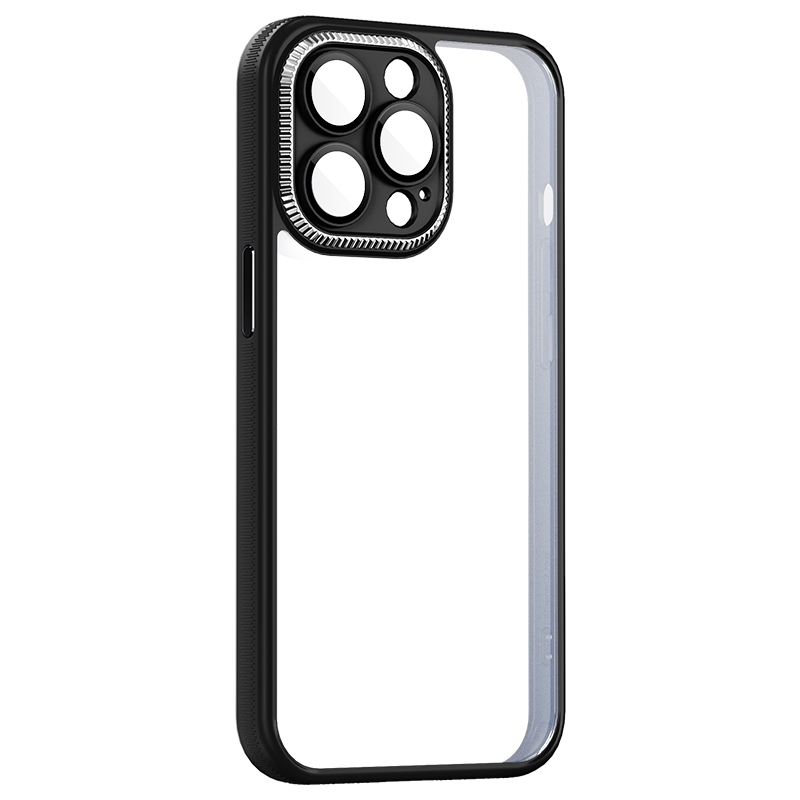 For iPhone 14 Pro Shockproof Metal + Acrylic + TPU Phone Case(Black) - Shopkiz.com