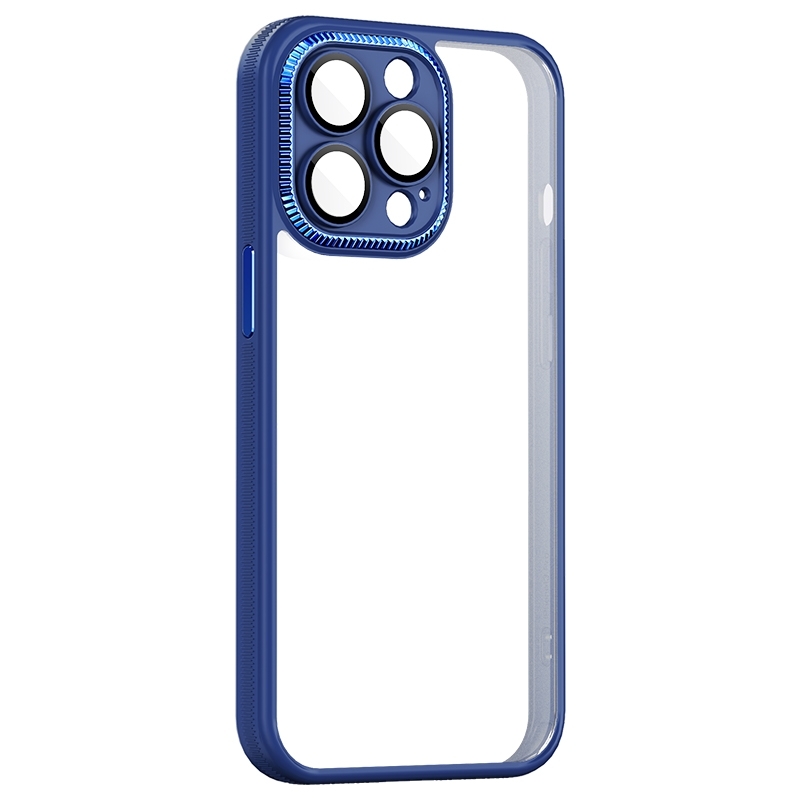 For iPhone 14 Pro Shockproof Metal + Acrylic + TPU Phone Case(Blue) - Shopkiz.com