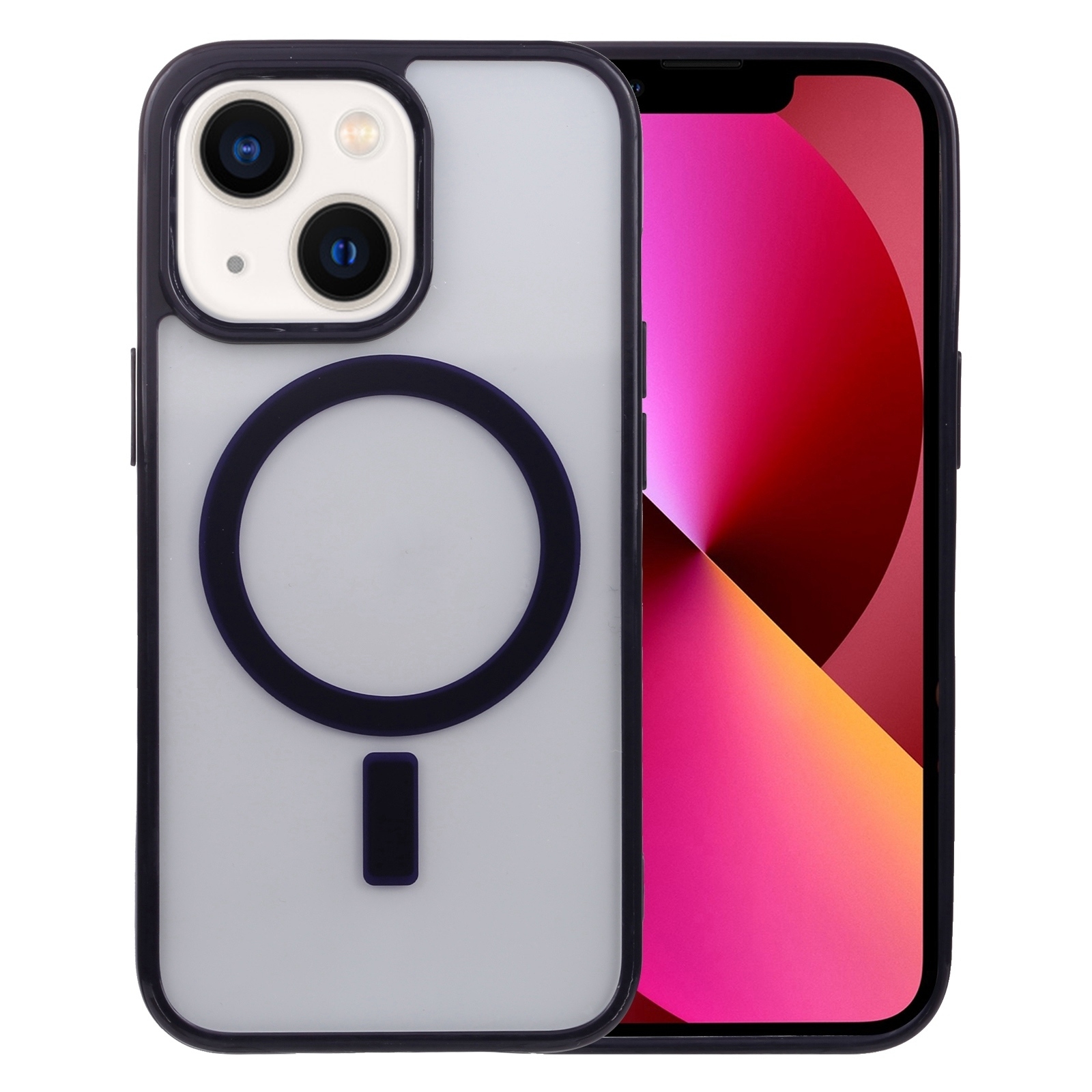 For iPhone 14 Plus Acrylic + TPU Magsafe Magnetic Phone Case (Dark Blue) - Shopkiz.com
