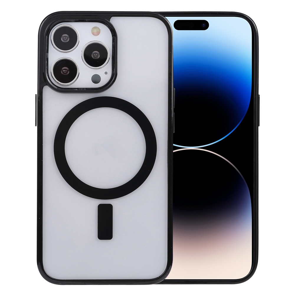 For iPhone 14 Pro Acrylic + TPU Magsafe Magnetic Phone Case(Black) - Shopkiz.com