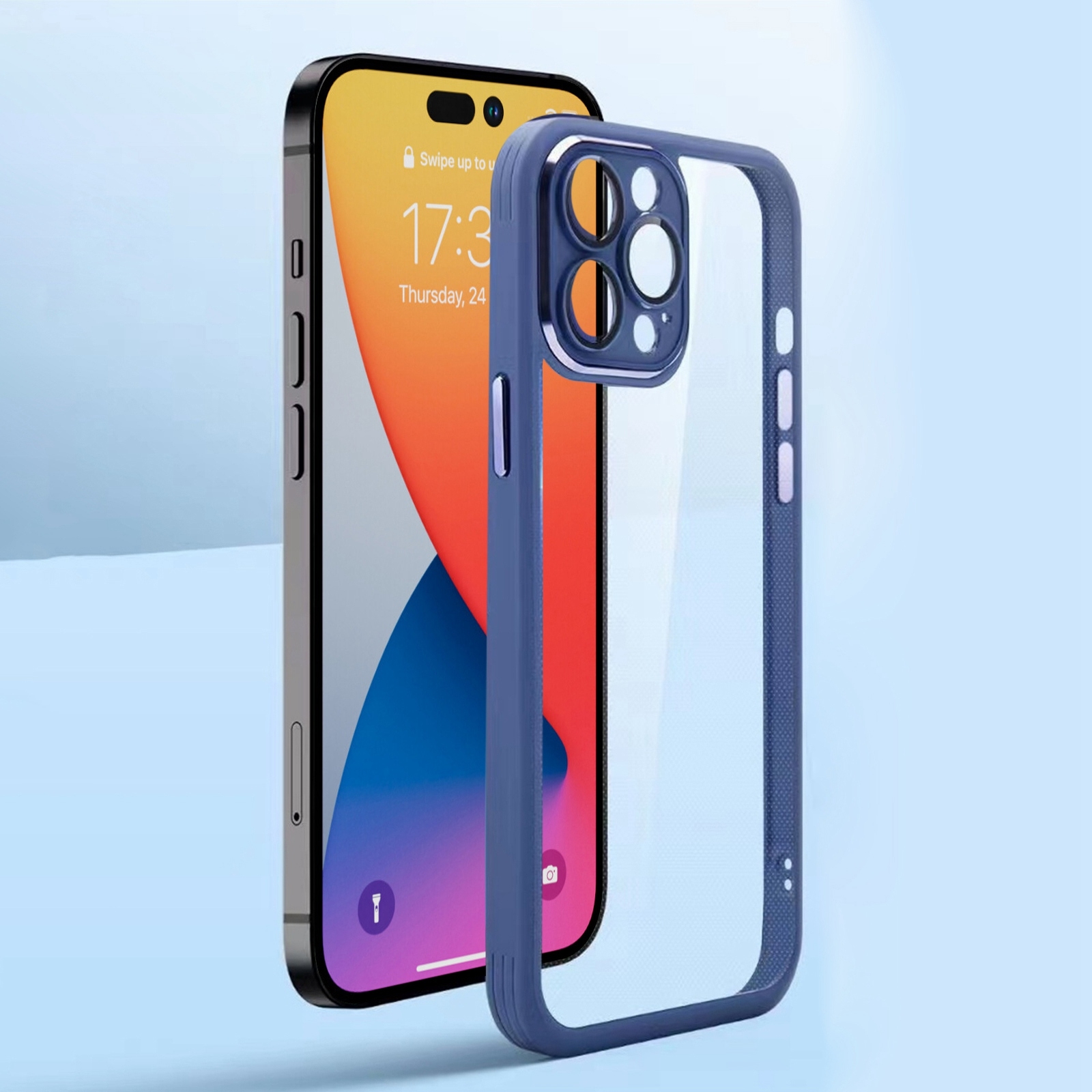 For iPhone 14 Pro Max All-inclusive Camera Shockproof Phone Case (Light Blue) - Shopkiz.com