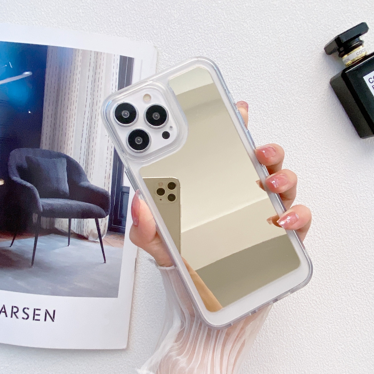 For iPhone 14 Pro Mirror TPU Phone Case(Gold) - Shopkiz.com