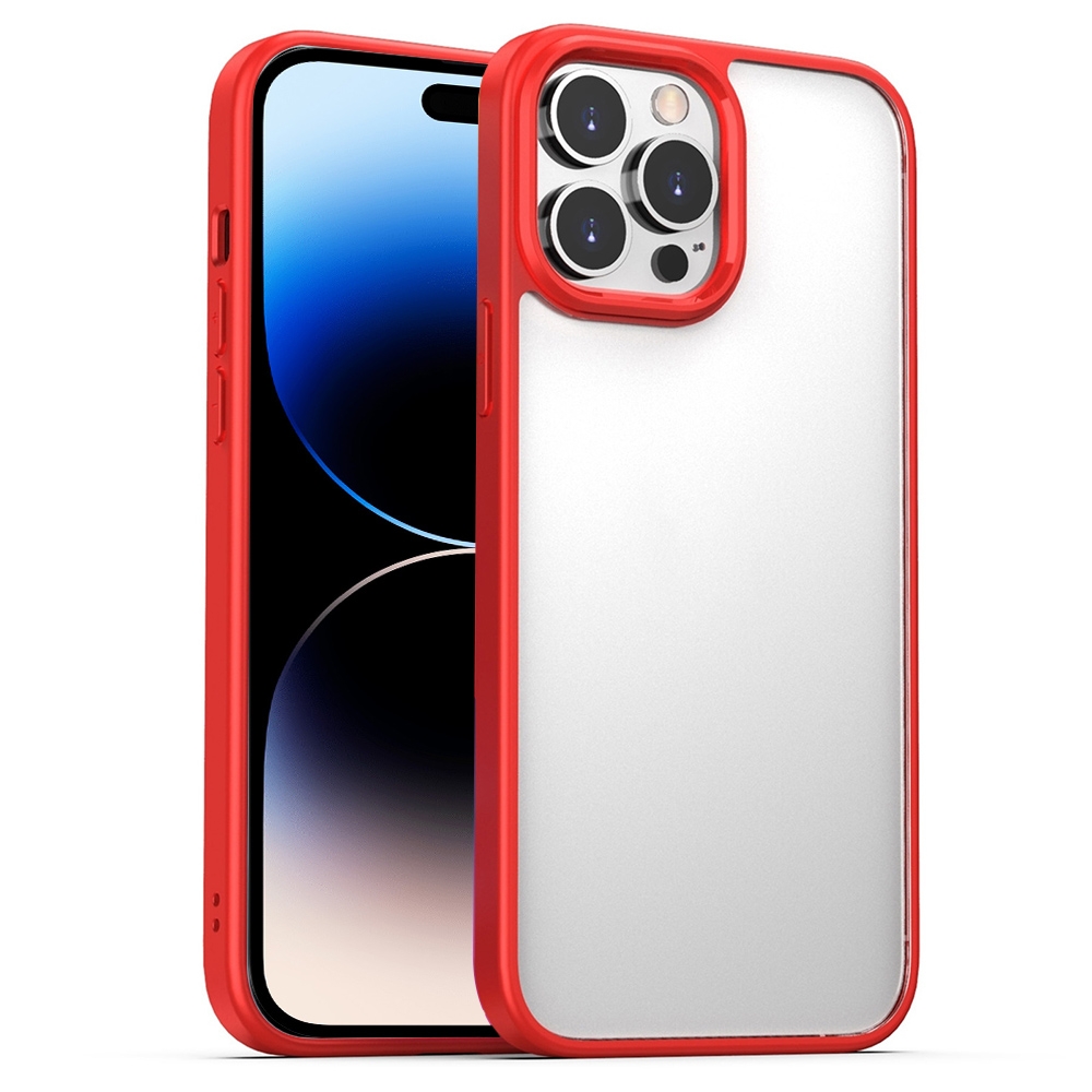 For iPhone 14 Pro Max Clear Acrylic + TPU Phone Case (Red) - Shopkiz.com