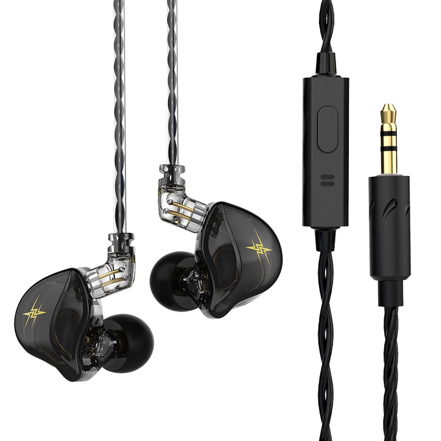 QKZ ZXT Sports In-ear Wired Control Plug HIFI Stereo Stage Monitor Earphone, Style:with Mic(Black) - Shopkiz.com