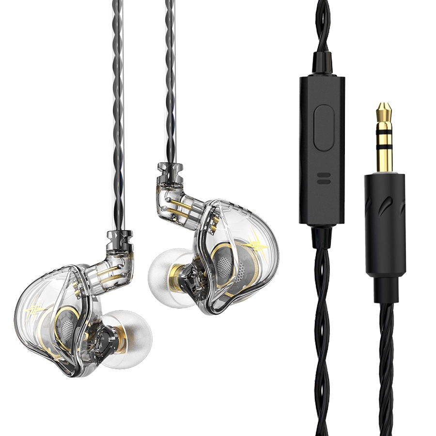 QKZ ZXT Sports In-ear Wired Control Plug HIFI Stereo Stage Monitor Earphone, Style:with Mic(Transparent) - Shopkiz.com