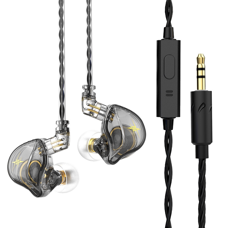 QKZ ZXT Sports In-ear Wired Control Plug HIFI Stereo Stage Monitor Earphone, Style:with Mic(Transparent Grey) - Shopkiz.com