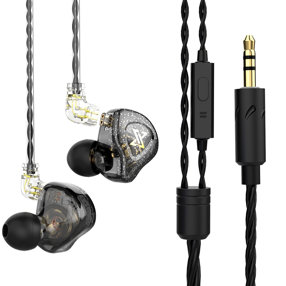 QKZ AK6 MAX In-ear Dynamic Subwoofer Wire-controlled Earphone, Version:with Mic Version(Transparent Black) - Shopkiz.com