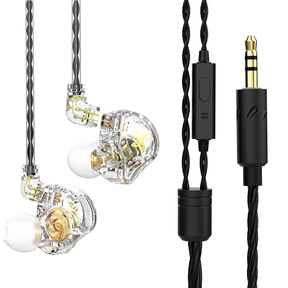 QKZ AK6 MAX In-ear Dynamic Subwoofer Wire-controlled Earphone, Version:with Mic Version(Transparent White) - Shopkiz.com