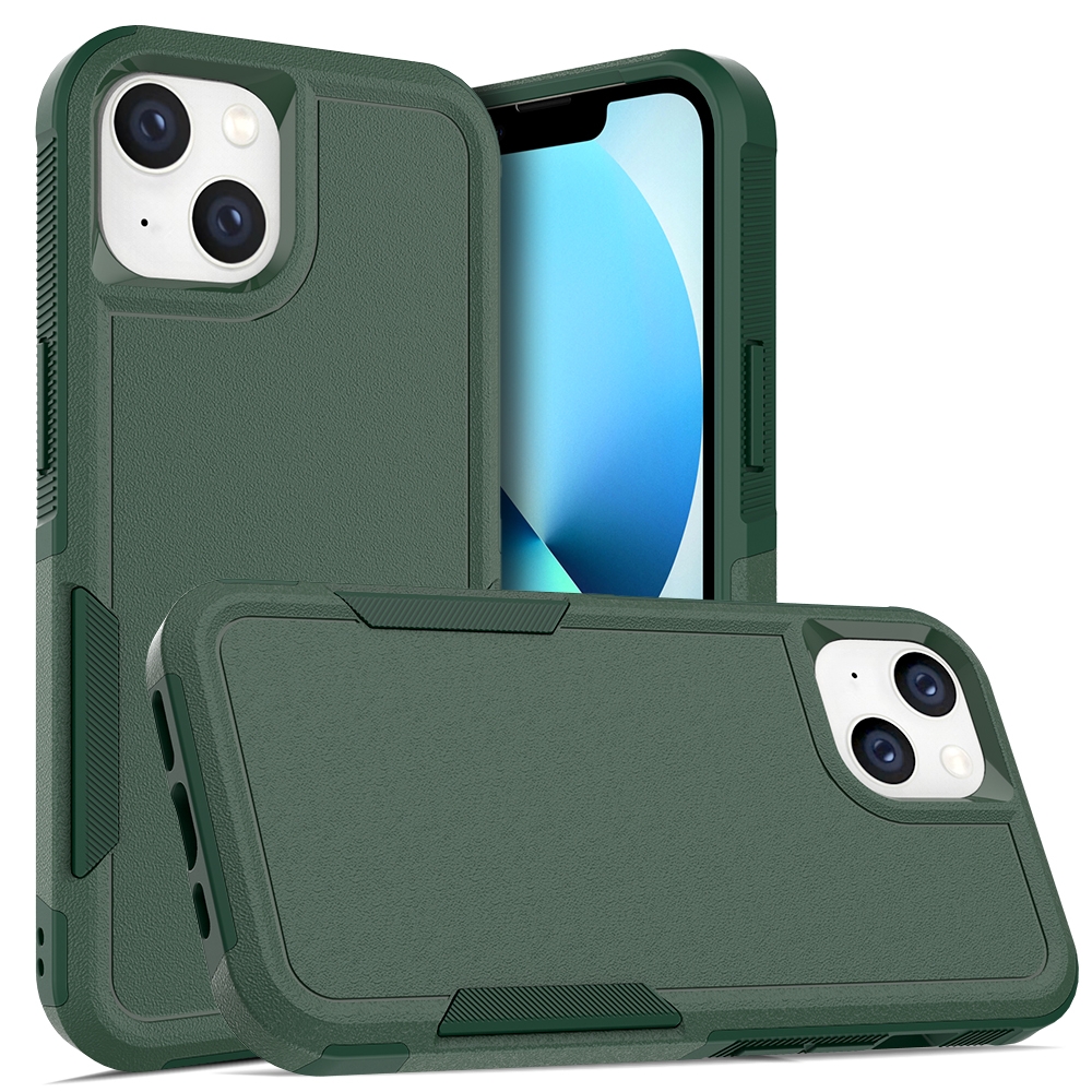 For iPhone 14 Soft TPU Hard PC Phone Case (Dark Green) - Shopkiz.com