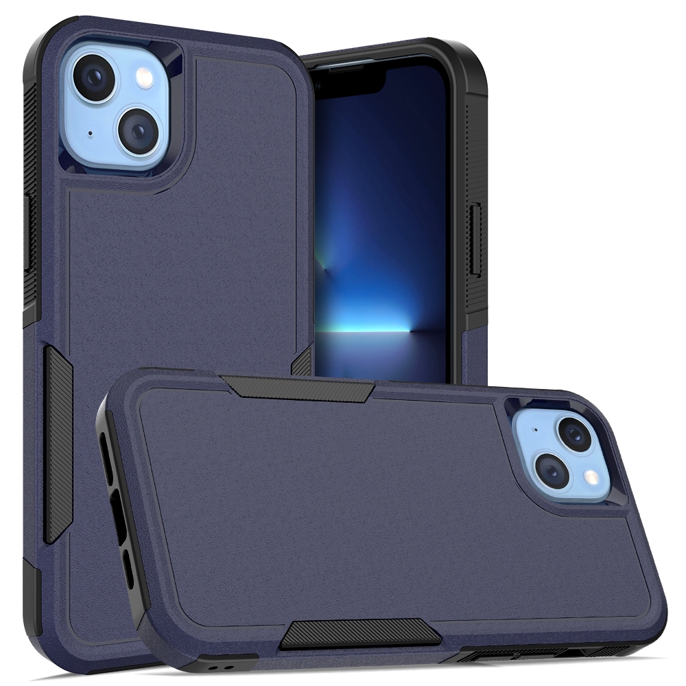 For iPhone 14 Plus Soft TPU Hard PC Phone Case (Dark Blue) - Shopkiz.com