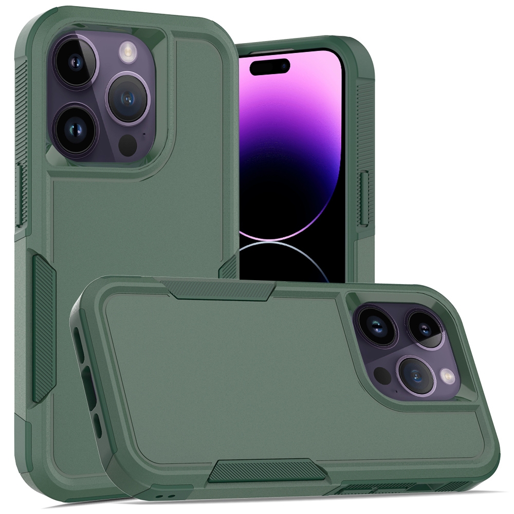 For iPhone 14 Pro Soft TPU Hard PC Phone Case(Dark Green) - Shopkiz.com