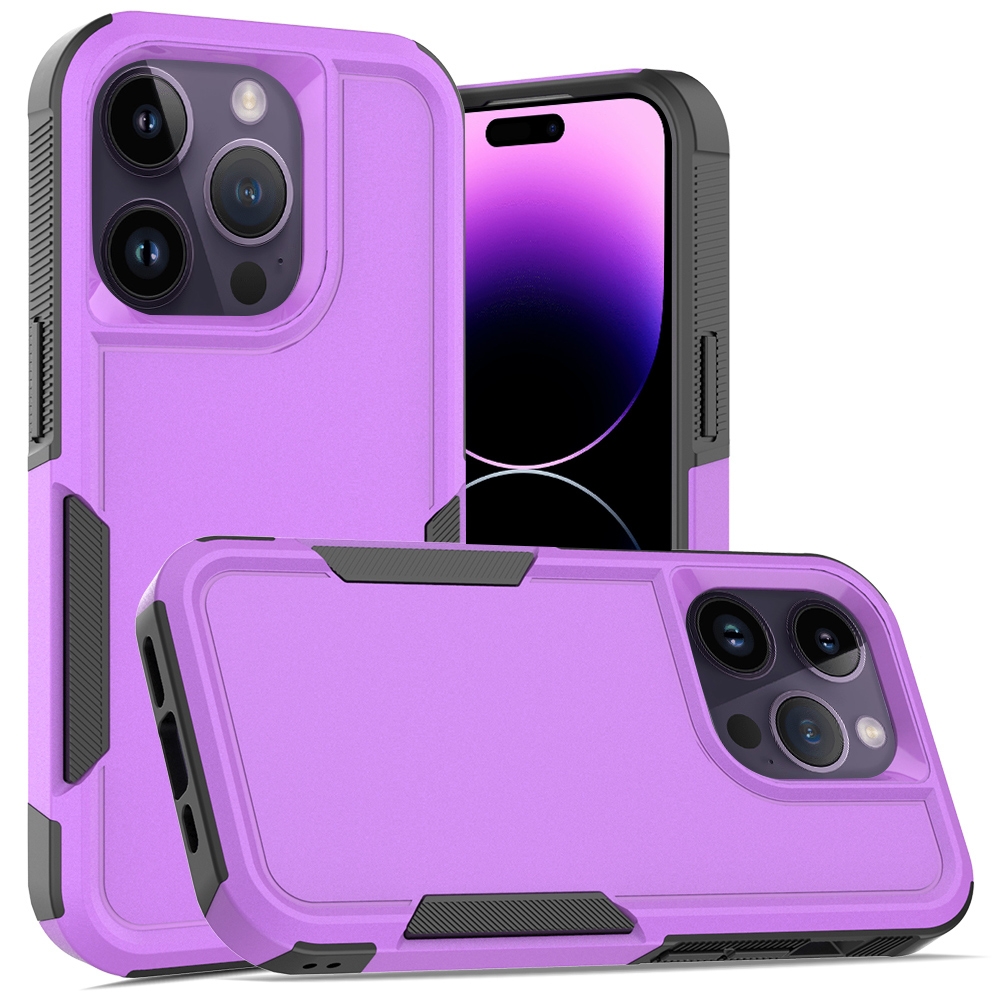 For iPhone 14 Pro Soft TPU Hard PC Phone Case(Purple) - Shopkiz.com