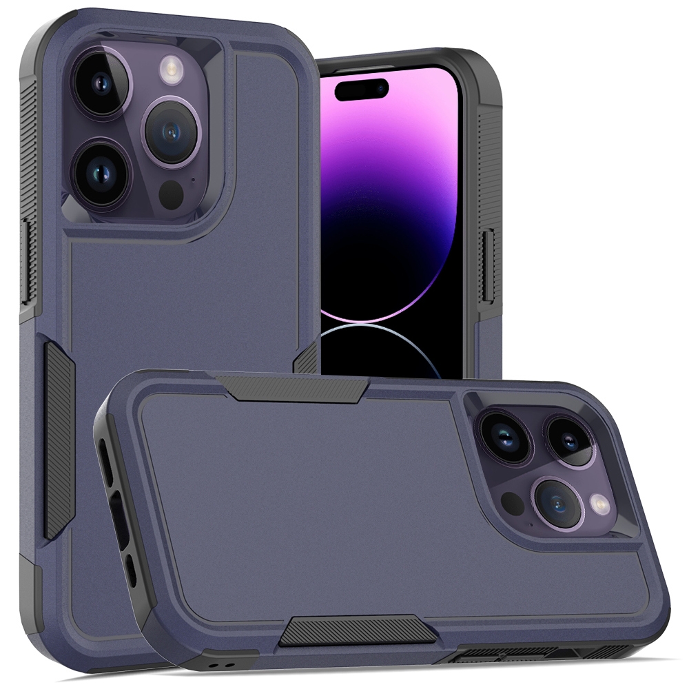 For iPhone 14 Pro Max Soft TPU Hard PC Phone Case (Dark Blue) - Shopkiz.com