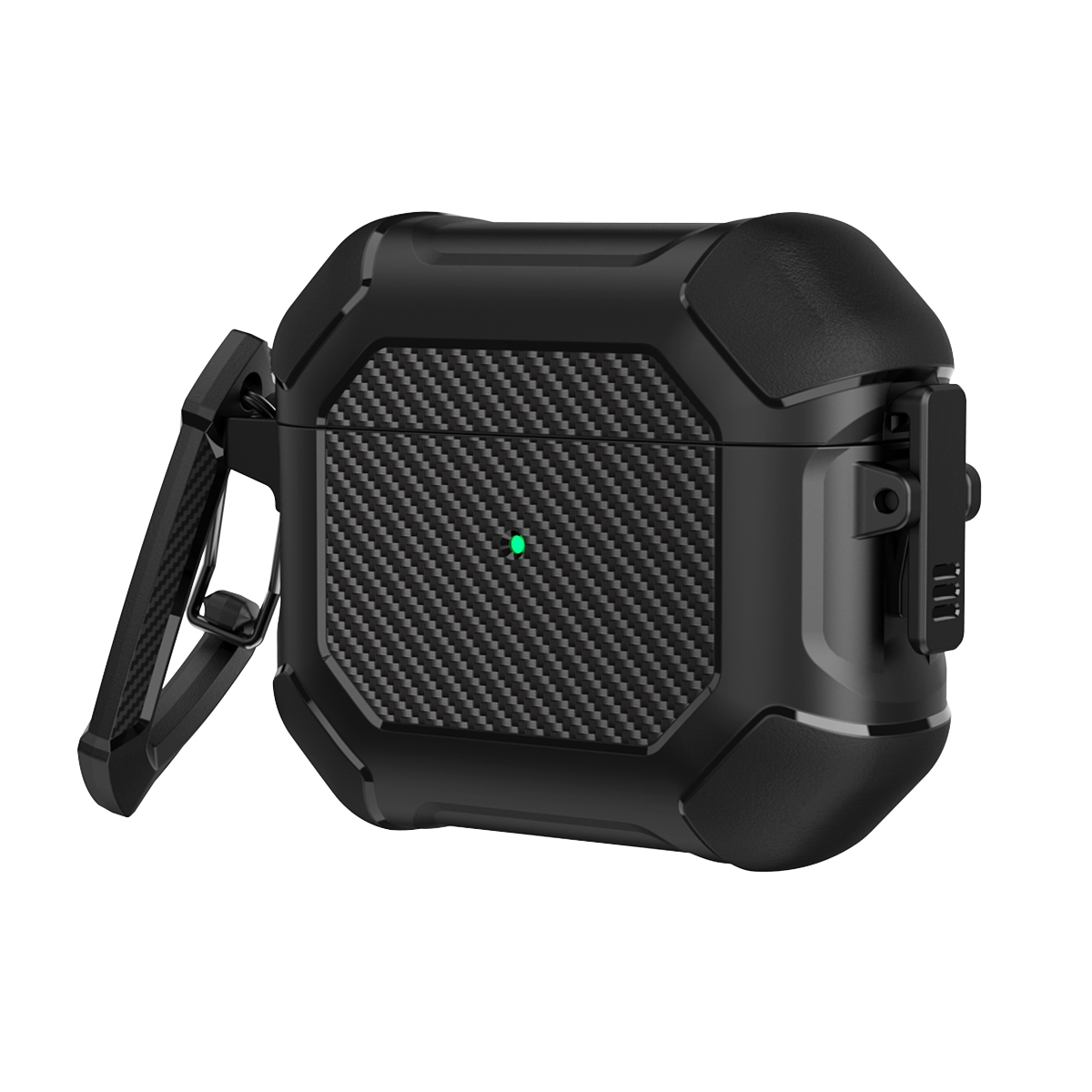 Carbon Brazing Dimension TPU+PC Headphone Protective Cover with Switch Lock & Carabiner For AirPods 3(Black) - Shopkiz.com