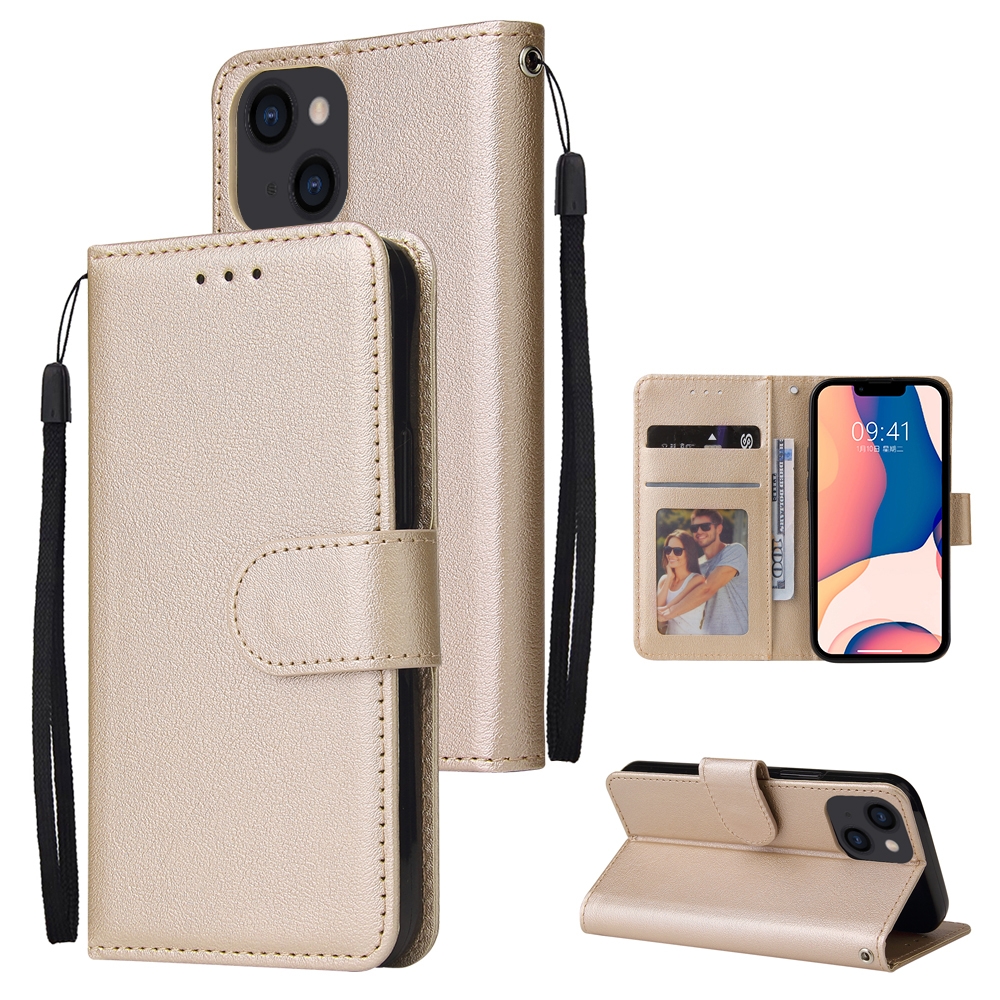 For iPhone 14 Multifunctional Horizontal Flip Leather Case with Three Card Slot (Tyrant Gold) - Shopkiz.com