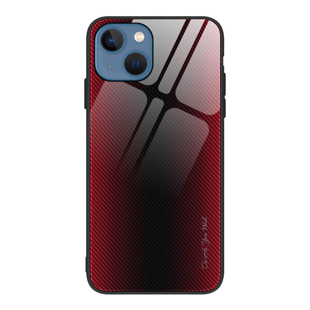For iPhone 14 Texture Gradient Glass TPU Phone Case (Red) - Shopkiz.com