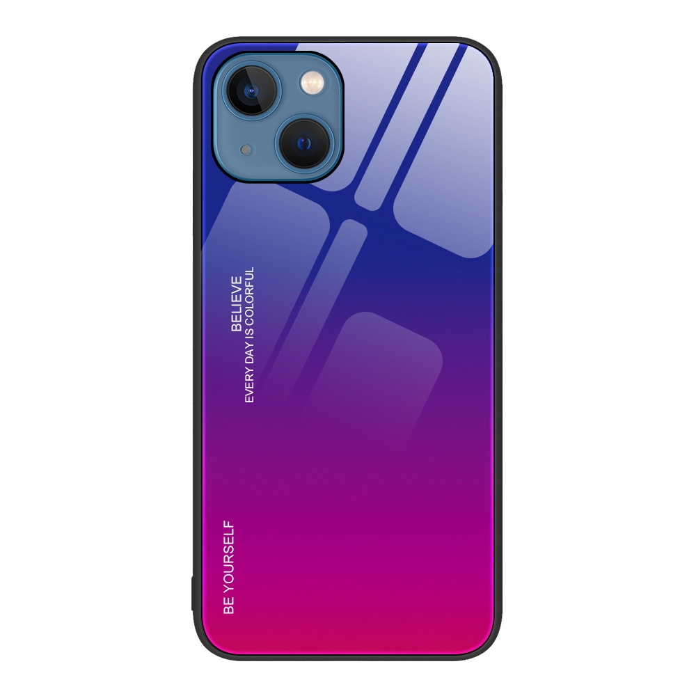 For iPhone 13 Gradient Color Glass Case(Purple Red) - Shopkiz.com