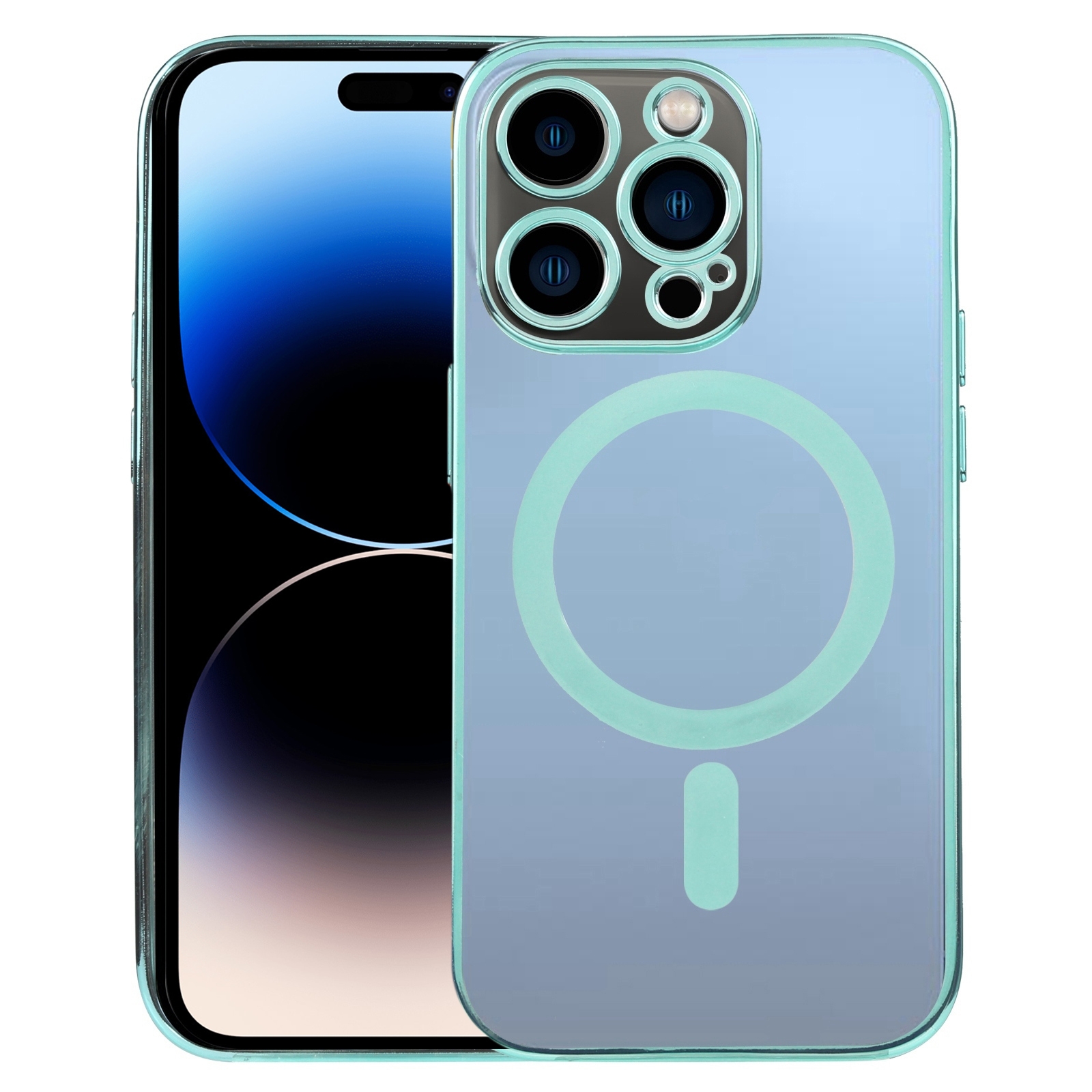 For iPhone 14 Pro Max MagSafe Electroplating Straight TPU Phone Case (Green) - Shopkiz.com
