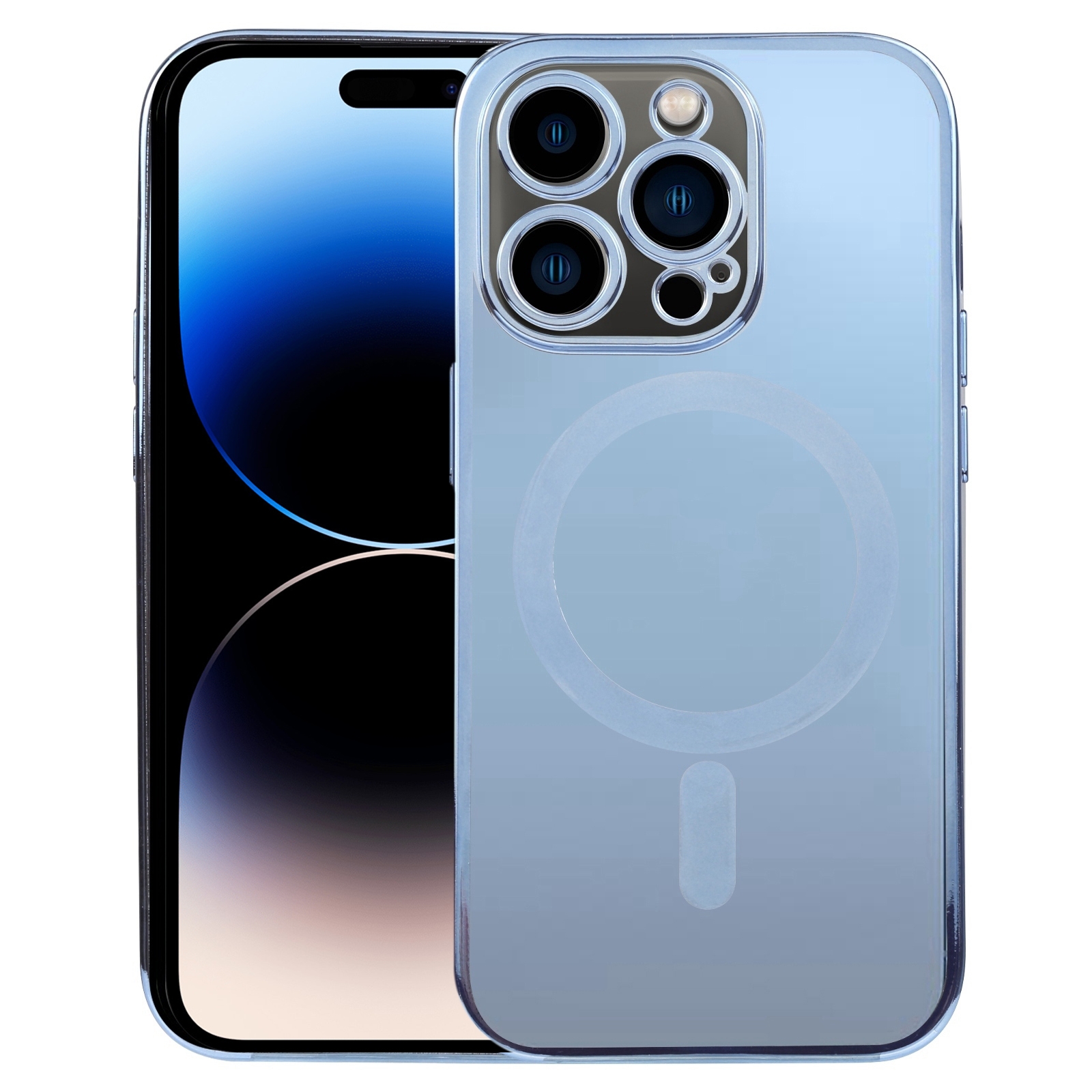 For iPhone 14 Pro Max MagSafe Electroplating Straight TPU Phone Case (Blue) - Shopkiz.com