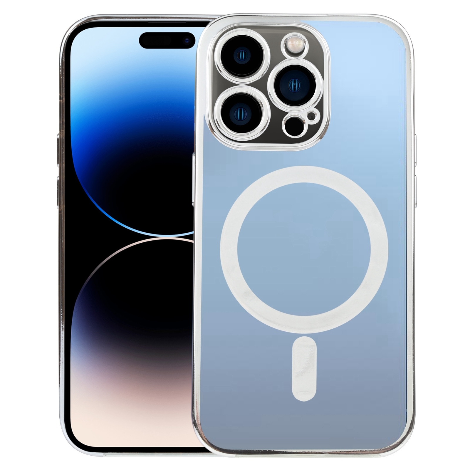 For iPhone 14 Pro Max MagSafe Electroplating Straight TPU Phone Case (Silver) - Shopkiz.com