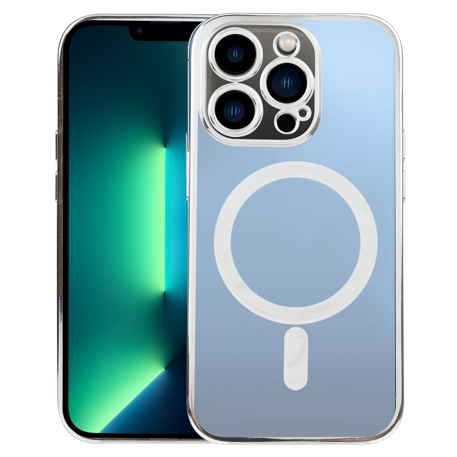 For iPhone 13 Pro Max MagSafe Electroplating Straight TPU Phone Case (Silver) - Shopkiz.com