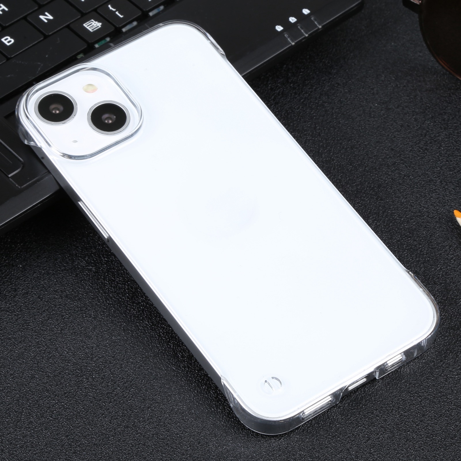 For iPhone 14 Half Edging PC Phone Case (Transparent) - Shopkiz.com