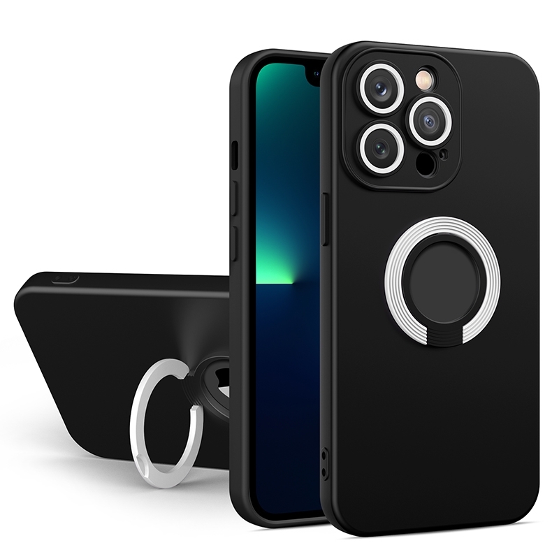 For iPhone 14 Plus Contrast Color TPU Holder Phone Case (Black White) - Shopkiz.com