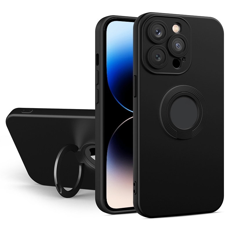 For iPhone 14 Pro Contrast Color TPU Holder Phone Case(Black) - Shopkiz.com