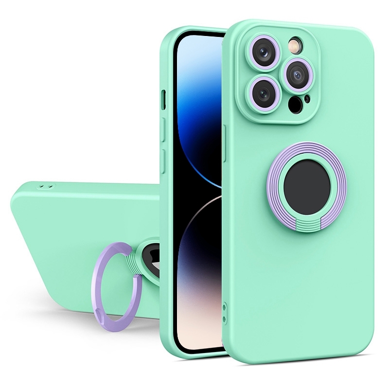 For iPhone 14 Pro Contrast Color TPU Holder Phone Case(Light Green) - Shopkiz.com