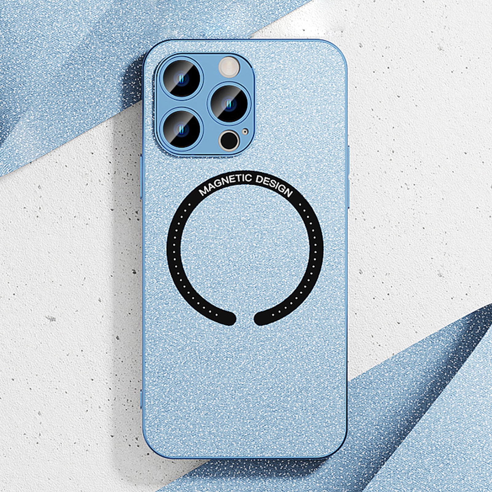 For iPhone 14 Pro Leather Electroplated Magsafe Case(Blue) - Shopkiz.com