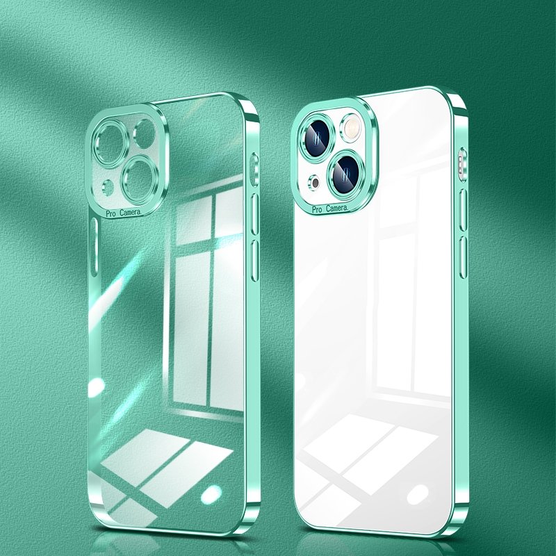 For iPhone 14 Crystal Plated High Transparency Phone Case (Light Green) - Shopkiz.com