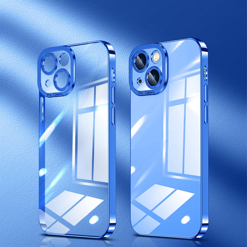 For iPhone 12 Pro Crystal Plated High Transparency Phone Case(Navy Blue) - Shopkiz.com