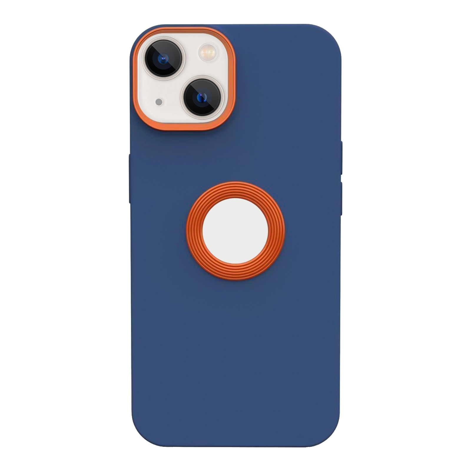 For iPhone 14 Contrast Color 3 in 1 TPU Phone Case (Orange Dark Blue) - Shopkiz.com