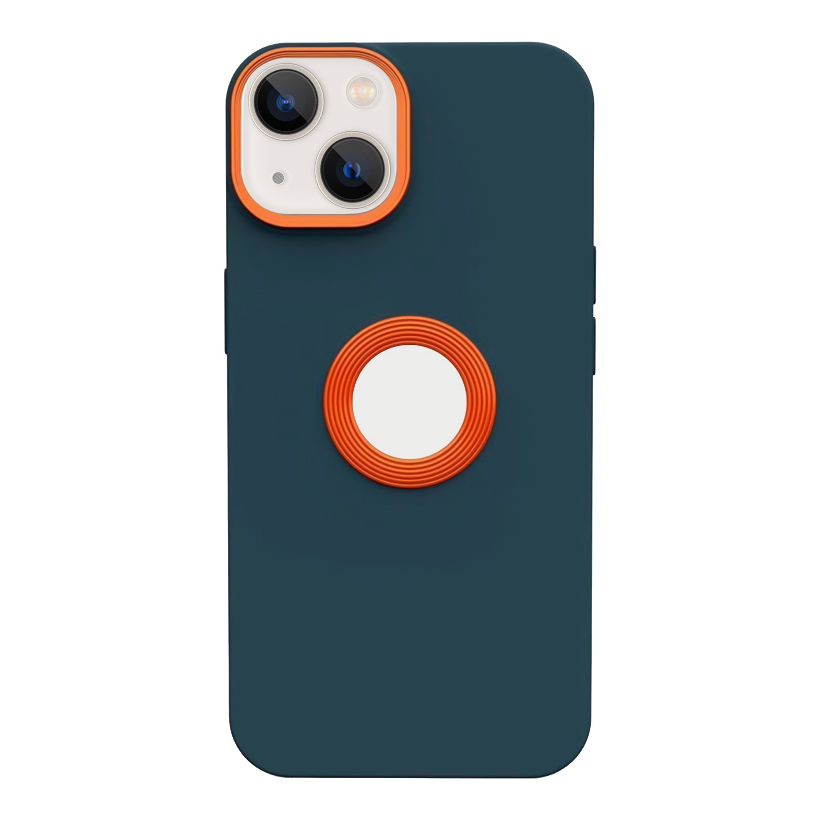 For iPhone 14 Plus Contrast Color 3 in 1 TPU Phone Case (Orange Dark Green) - Shopkiz.com