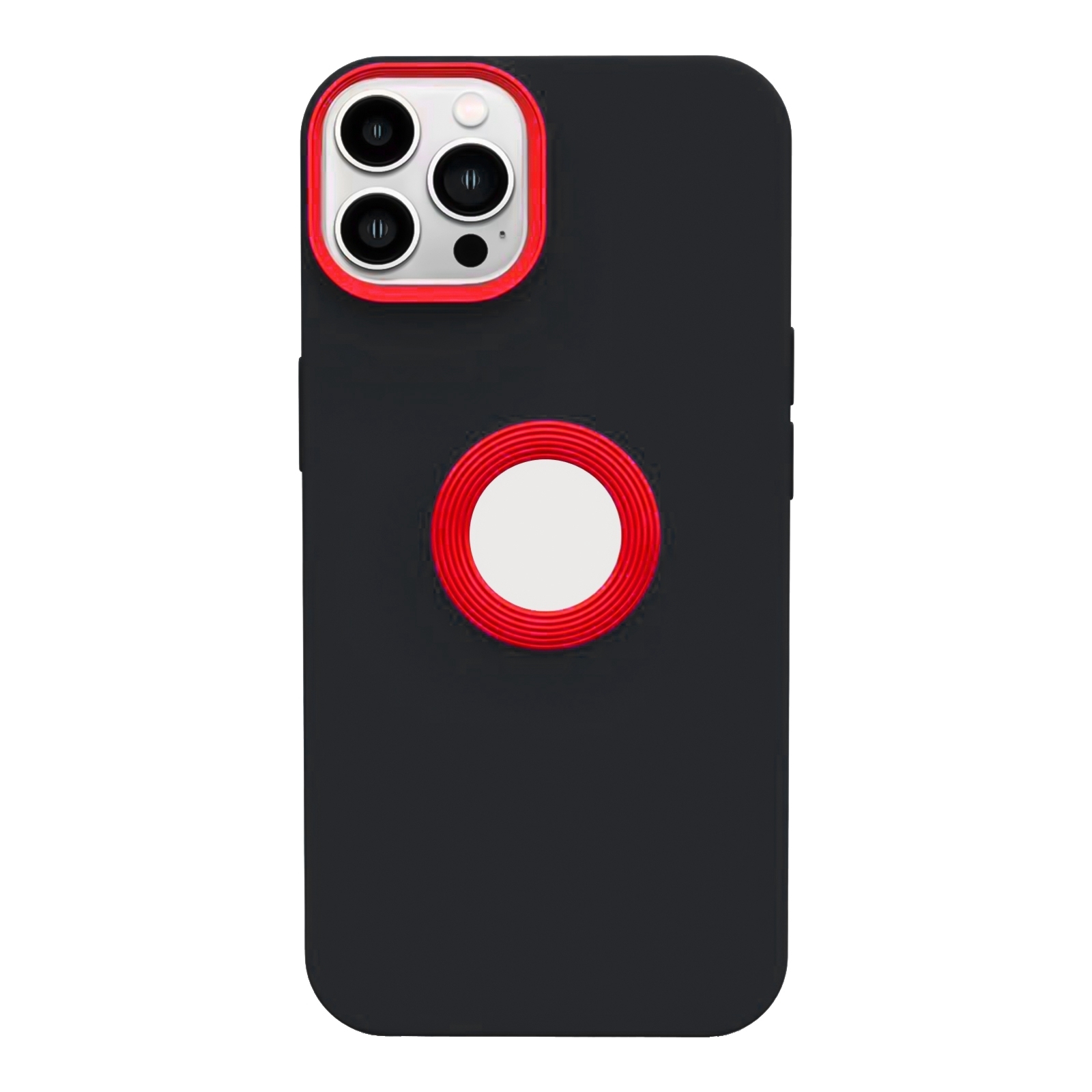 For iPhone 14 Pro Contrast Color 3 in 1 TPU Phone Case(Red Black) - Shopkiz.com