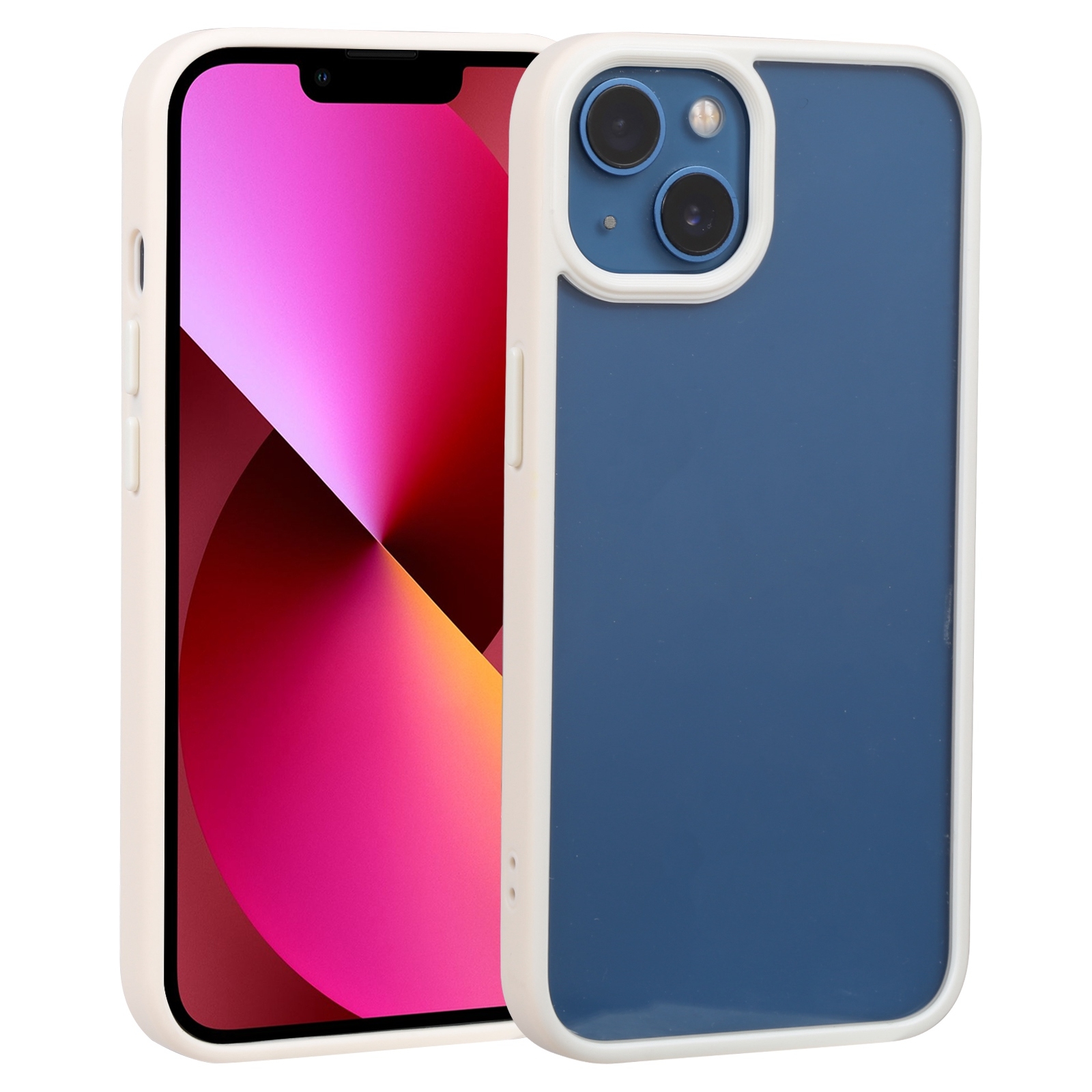 For iPhone 14 Two-color Shield TPU + PC Phone Case (White) - Shopkiz.com