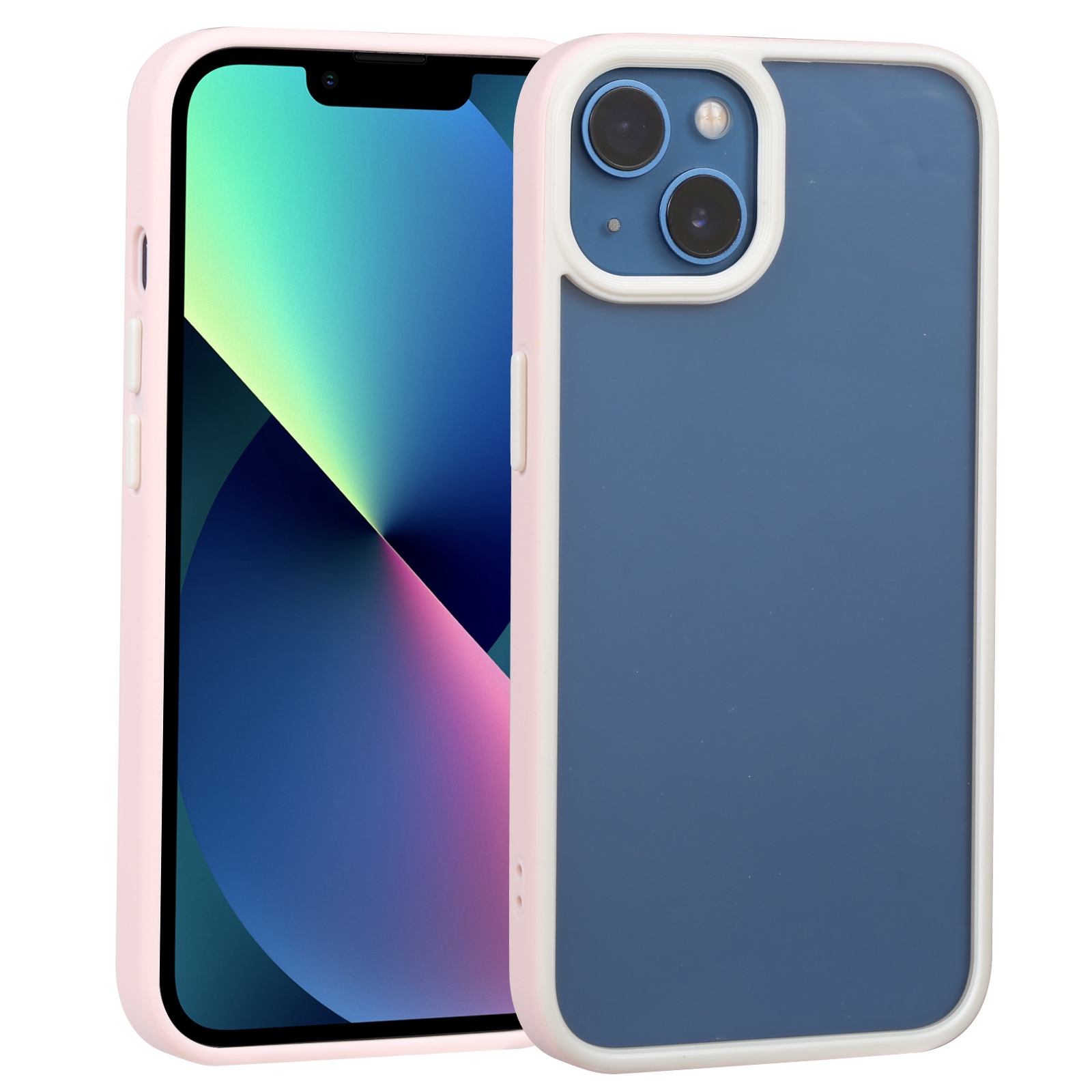 For iPhone 14 Plus Two-color Shield TPU + PC Phone Case (Pink) - Shopkiz.com
