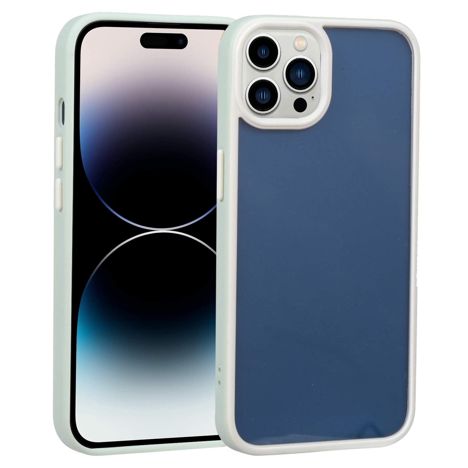 For iPhone 14 Pro Two-color Shield TPU + PC Phone Case(Light Green) - Shopkiz.com