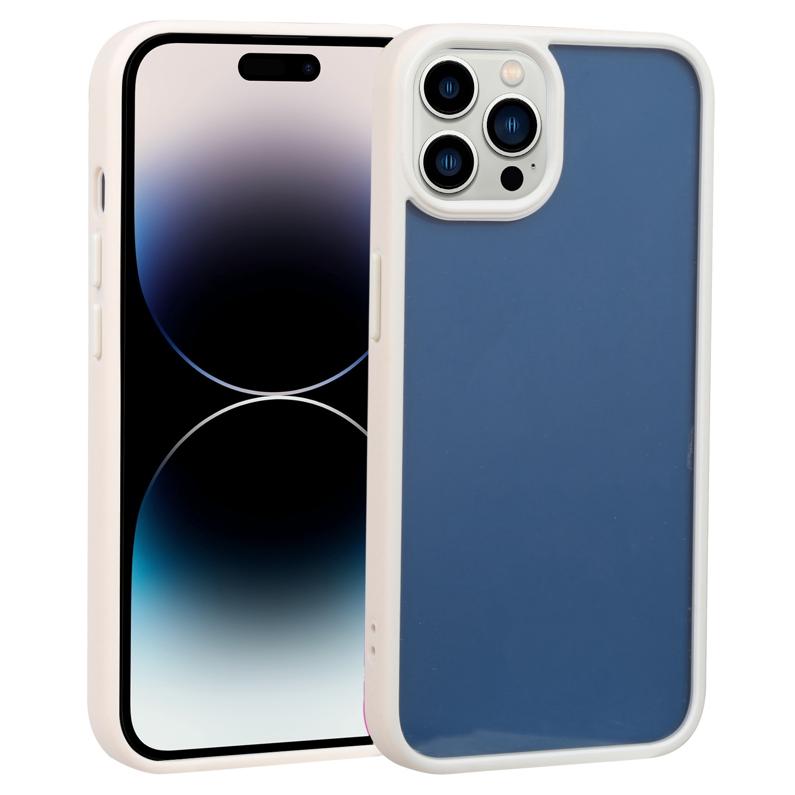 For iPhone 14 Pro Max Two-color Shield TPU + PC Phone Case (White) - Shopkiz.com