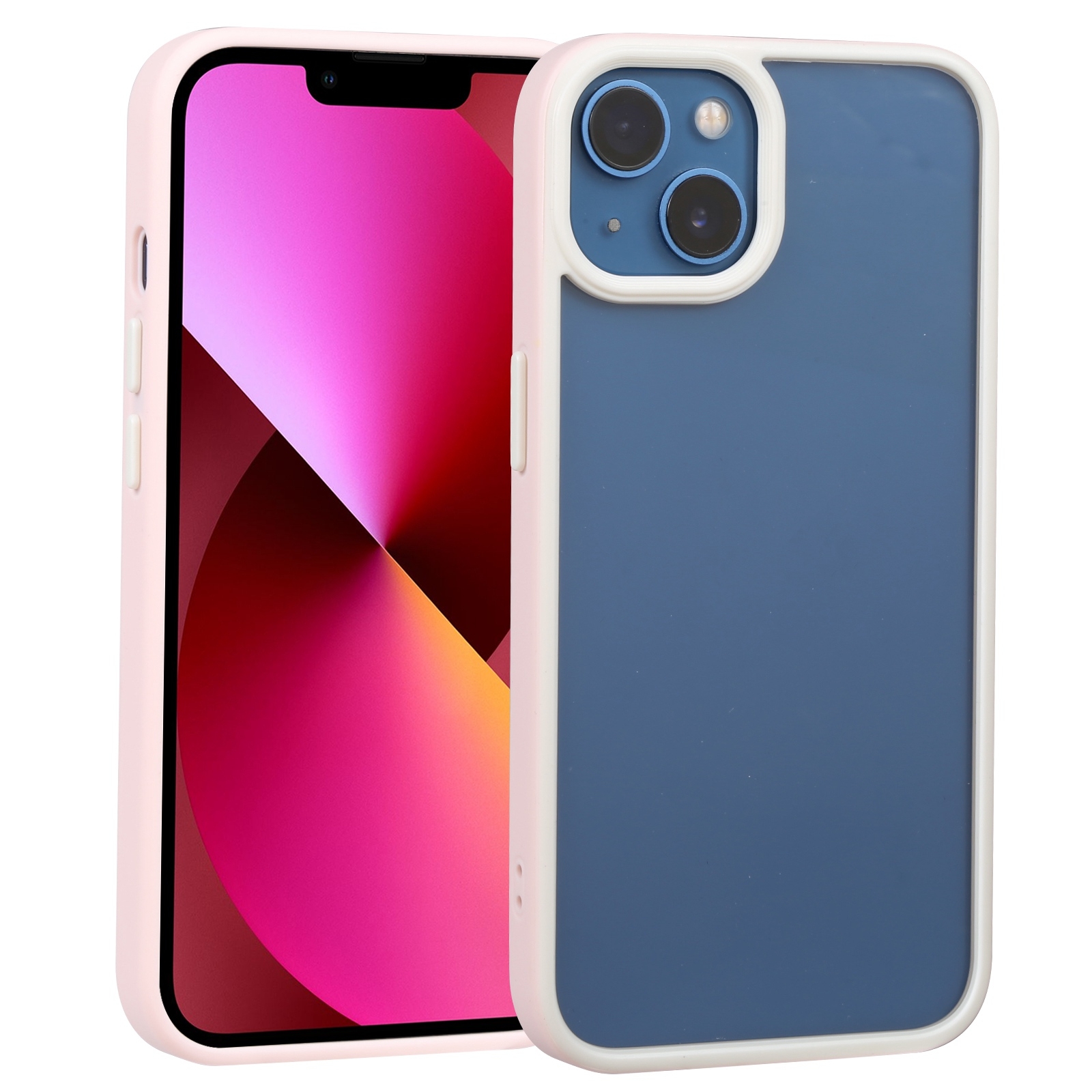 For iPhone 13 Two-color Shield TPU + PC Phone Case(Pink) - Shopkiz.com